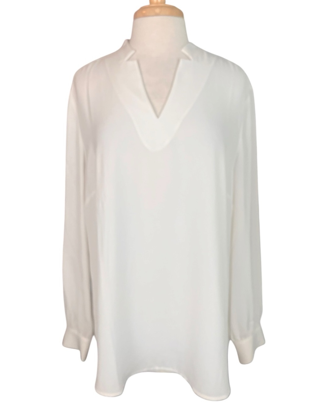 Chicos White Silky Popover Blouse Size 3/Large Ecru Career Top New With Tags